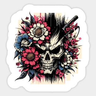 Sworded Blossom Skull Sticker